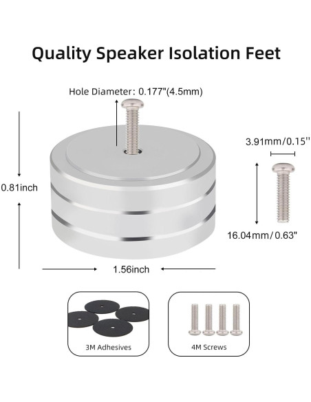 Pies de Aislamiento de Aluminio Monosaudio 40x20mm 4Pcs