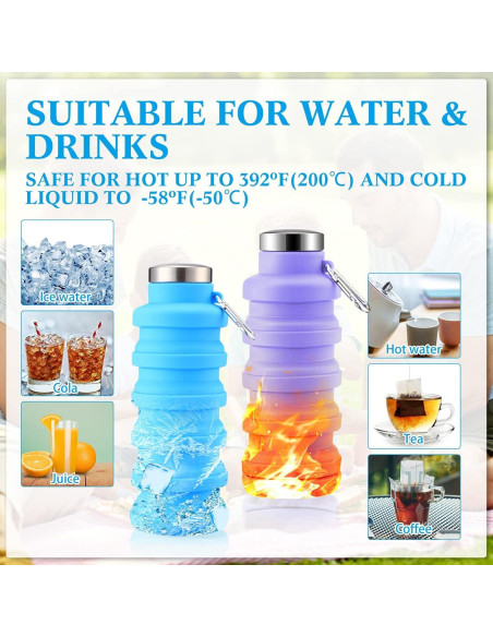 Botellas de Agua Plegables Lallisa 4 Pcs 0.5L Silicona