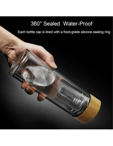 Botella de Té COMI 400 ml Vidrio Borosilicato Doble Pared