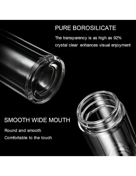 Botella de Té COMI 400 ml Vidrio Borosilicato Doble Pared