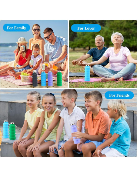 Botellas de Agua Plegables Lallisa 4 Pcs 0.5L Silicona