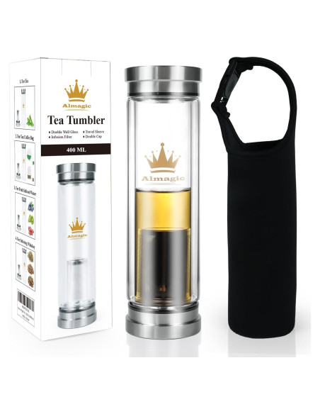 Botella Infusor de Té Almagic 400 ml Doble Pared Aislada