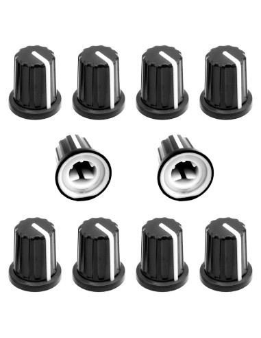 10 Perillas de Control de Potenciómetro D 6mm ZXUEZHENG Negro