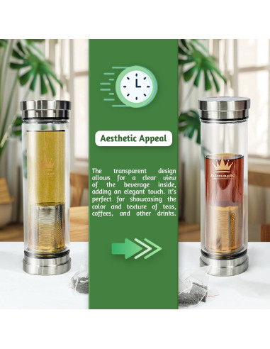 Botella Infusor de Té Almagic 400 ml Doble Pared Aislada