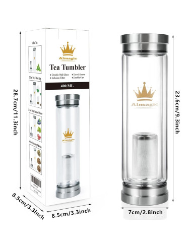 Botella Infusor de Té Almagic 400 ml Doble Pared Aislada