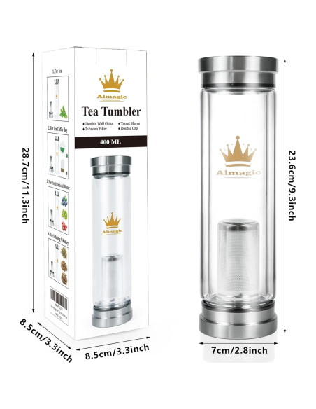 Botella Infusor de Té Almagic 400 ml Doble Pared Aislada