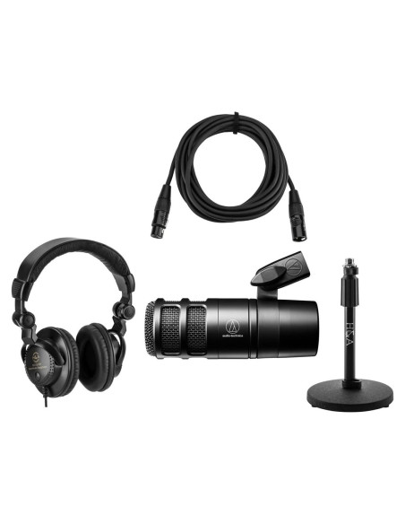 Micrófono Dinámico Audio-Technica AT2040 Hipercardioide con Soporte y Auriculares