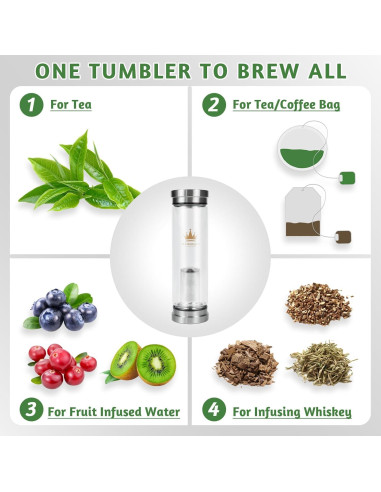 Botella Infusor de Té Almagic 400 ml Doble Pared Aislada