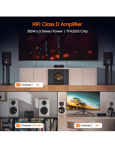 Amplificador Estéreo Douk Audio A5 300W x2 Hi-Fi Clase D