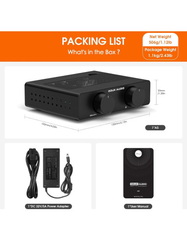 Amplificador Estéreo Douk Audio A5 300W x2 Hi-Fi Clase D