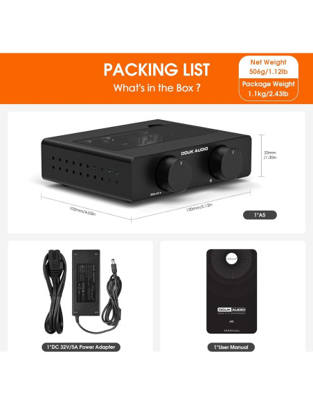 Amplificador Estéreo Douk Audio A5 300W x2 Hi-Fi Clase D