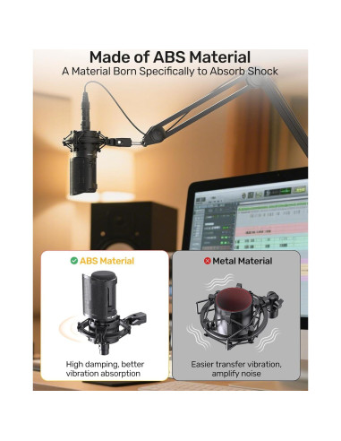 Soporte de micrófono AT2020 con filtro anti-pop y suspensión