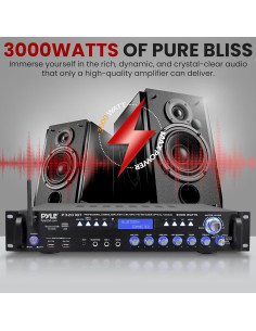 Receptor Preamplificador Bluetooth Pyle P3201BT 3000W Estéreo 2