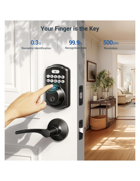 Cerradura Biométrica Veise KS02B con Teclado y 2 Manijas