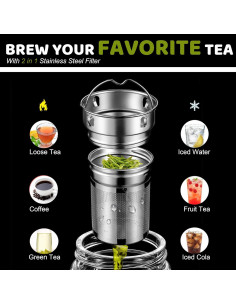 Botella de Té Pauzema 34oz Vidrio Doble Pared con Infusor 2