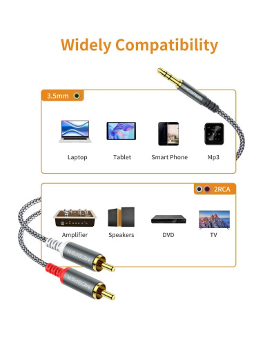 Cable de Audio Estéreo RCA a 3.5mm AUX MCSPER 2m