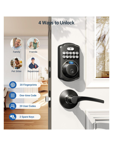 Cerradura Biométrica Veise KS02B con Teclado y 2 Manijas