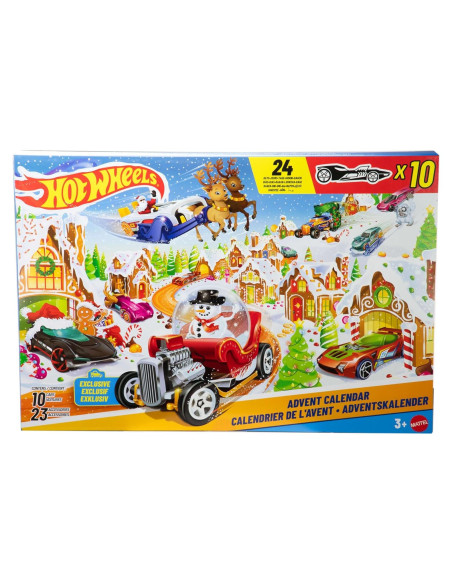 Calendario de Adviento Hot Wheels 2025 con 10 Vehículos 1:64