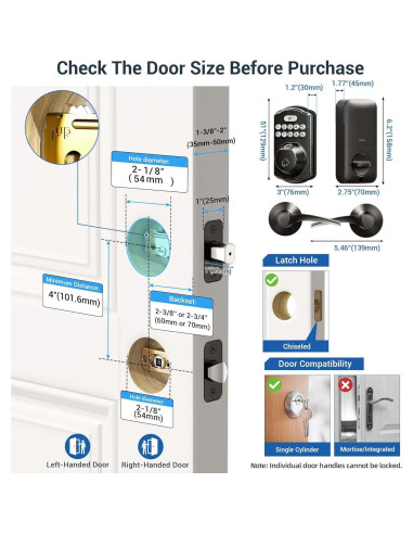 Cerradura Biométrica Veise KS02B con Teclado y 2 Manijas
