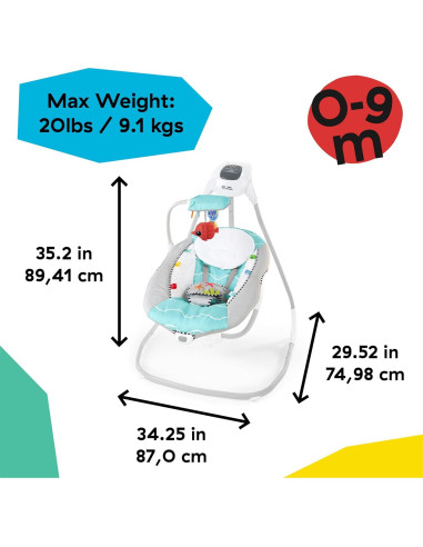 Columpio Compacto Baby Einstein Ocean Explorers Gris 6 Velocidades