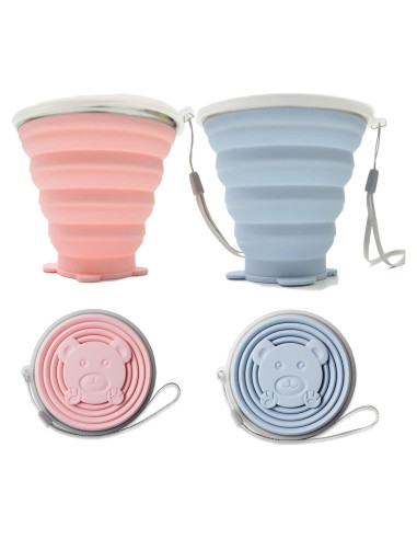 2 Tazas de Silicona Colapsables Gouccpu 320ml Viaje Camping