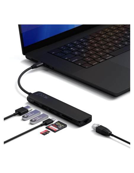 Hub Multiport USB-C Satechi 7 en 1 con HDMI 4K, Ethernet