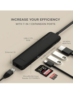 Hub Multiport USB-C Satechi 7 en 1 con HDMI 4K, Ethernet 2