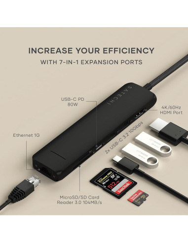 Hub Multiport USB-C Satechi 7 en 1 con HDMI 4K, Ethernet