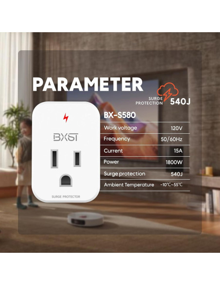 Protector de Sobretensión BXST 1800W 540 Julios Compacto