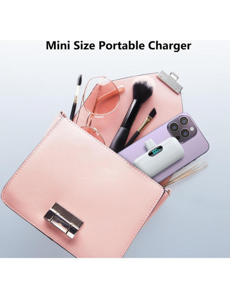 Cargador Portátil Mini 5000mAh USB-C Rápido para iPhone y Android