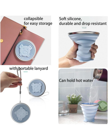 2 Tazas de Silicona Colapsables Gouccpu 320ml Viaje Camping