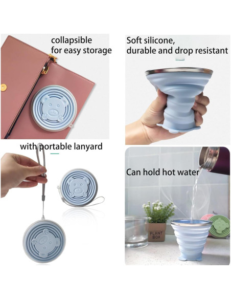 2 Tazas de Silicona Colapsables Gouccpu 320ml Viaje Camping