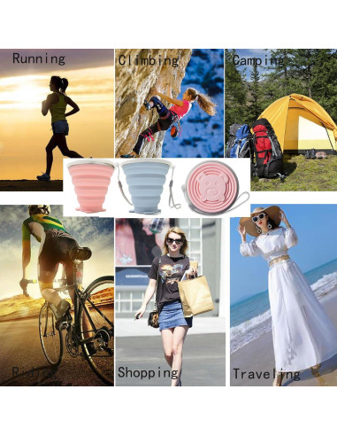 2 Tazas de Silicona Colapsables Gouccpu 320ml Viaje Camping