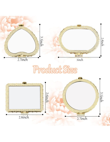 Espejos Compactos Plegables Blulu - 8 Piezas Florales Retro