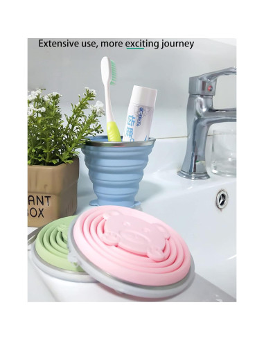 2 Tazas de Silicona Colapsables Gouccpu 320ml Viaje Camping