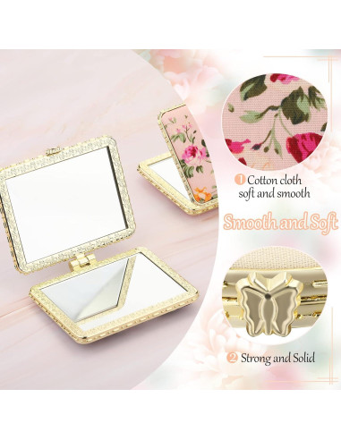 Espejos Compactos Plegables Blulu - 8 Piezas Florales Retro