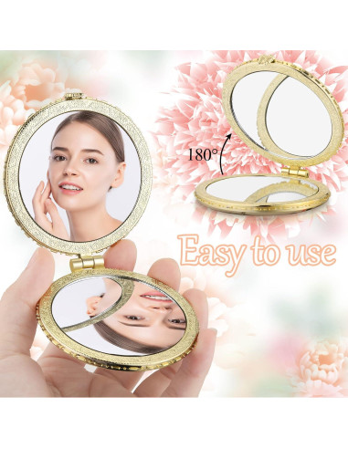 Espejos Compactos Plegables Blulu - 8 Piezas Florales Retro