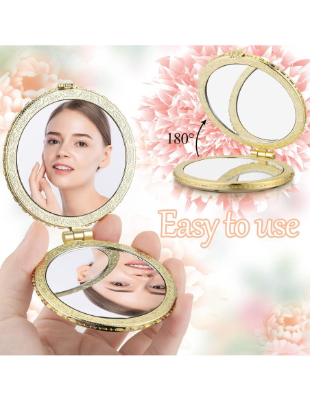 Espejos Compactos Plegables Blulu - 8 Piezas Florales Retro