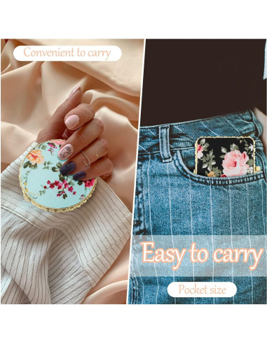 Espejos Compactos Plegables Blulu - 8 Piezas Florales Retro