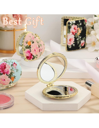 Espejos Compactos Plegables Blulu - 8 Piezas Florales Retro