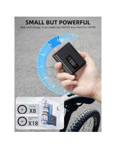Bomba de Bicicleta Mini AIRSURE 150 PSI Portátil con Manómetro 2