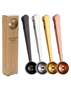 Cucharada de Café con Clip Acero Inoxidable Oro Rosa 38.7cm