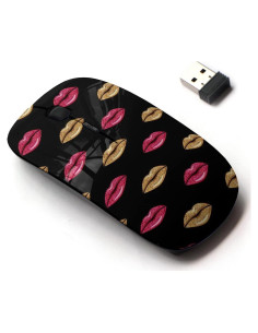 Ratón Inalámbrico 2.4G CJCBROES Diseño Beso Rosa Dorado