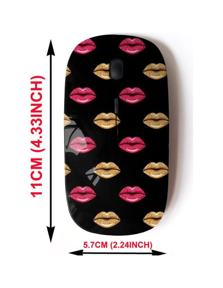 Ratón Inalámbrico 2.4G CJCBROES Diseño Beso Rosa Dorado