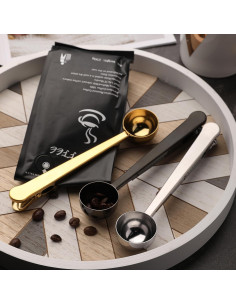 Cucharada de Café con Clip Acero Inoxidable Oro Rosa 38.7cm 2