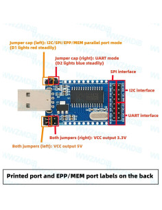 Adaptador USB a UART/IIC/SPI DollaTek CH341A 3.3V/5V 2