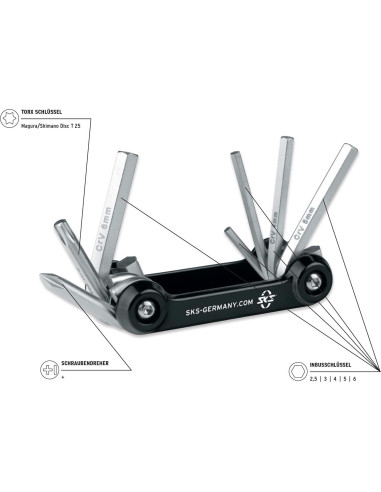 Herramienta Multiuso SKS Alemania 7 Funciones Acero Inoxidable