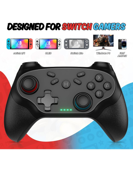 Controlador Inalámbrico Nonbliep para Nintendo Switch - Negro