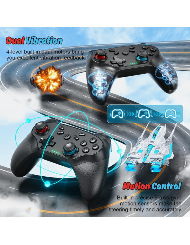 Controlador Inalámbrico Nonbliep para Nintendo Switch - Negro