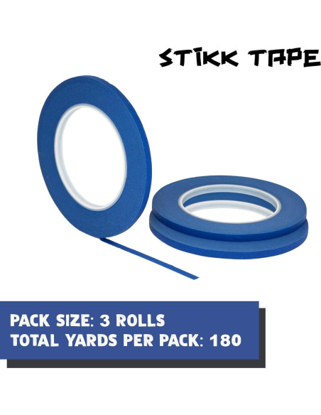 Cinta de Pintor STIKK - Paquete de 3 Cintas Azules 0.6 cm x 54.86 m